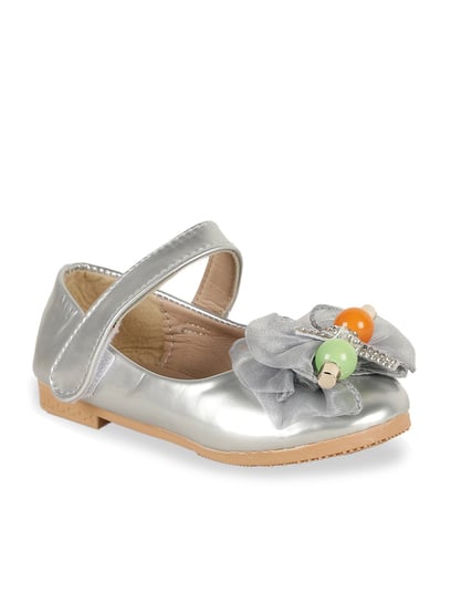 Silver flower girl online shoes