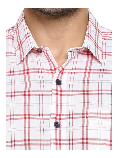 Buy Red & White Bold Check Shirt Online at Muftijeans