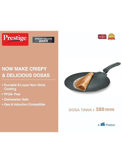 Prestige Omega Deluxe Induction Base Non-Stick Aluminium Flat Dosa Tawa,  280mm