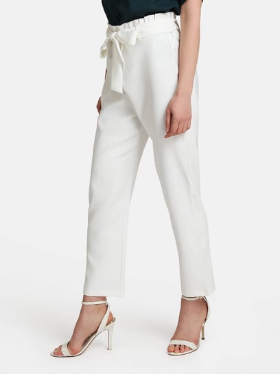 Buy SASSAFRAS Women White Twill Parallel Trousers - Trousers for Women  12288052 | Myntra