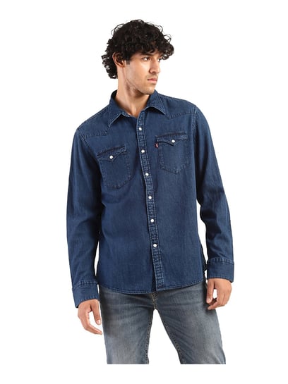 Levi's dark cheap blue denim shirt