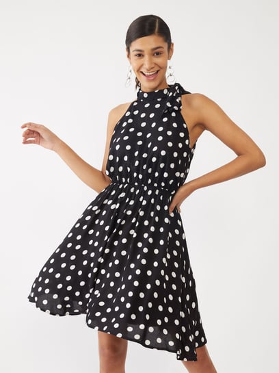 River island swing dress with hot sale high neck in polka dot