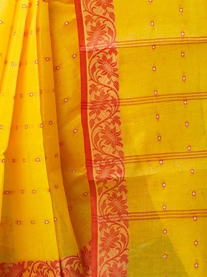 Yellow Handwoven Cotton Tant Saree – arhi.in