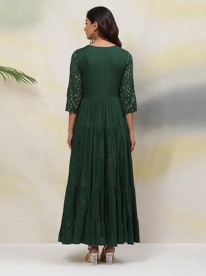 Buy Biba Green Cotton Embellished Maxi Dress for Women Online @ Tata CLiQ