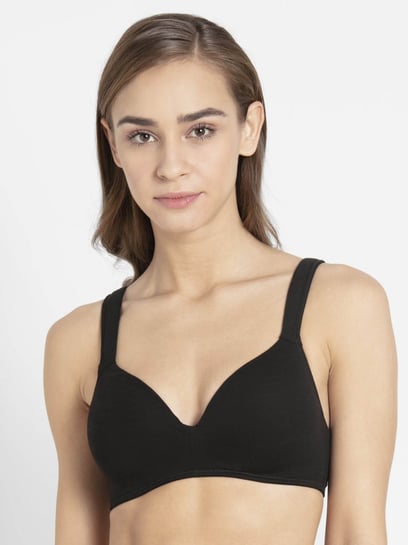 Buy Jockey Black Non Wired Padded Seamless Bra for Women Online