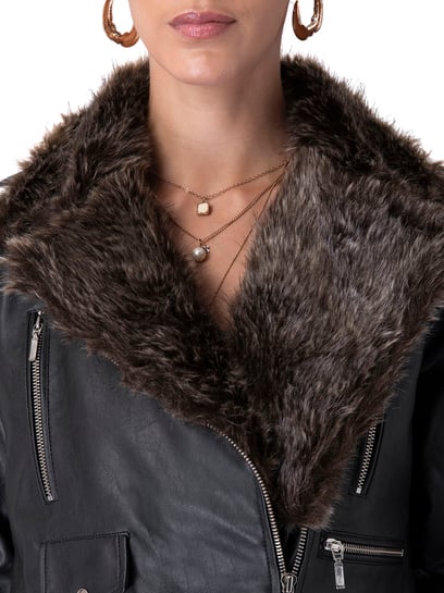 ZARA ECRU FAUX FUR BIKER JACKET SHEARLING AVIATOR OVER COAT 3548/247 for  sale online | eBay