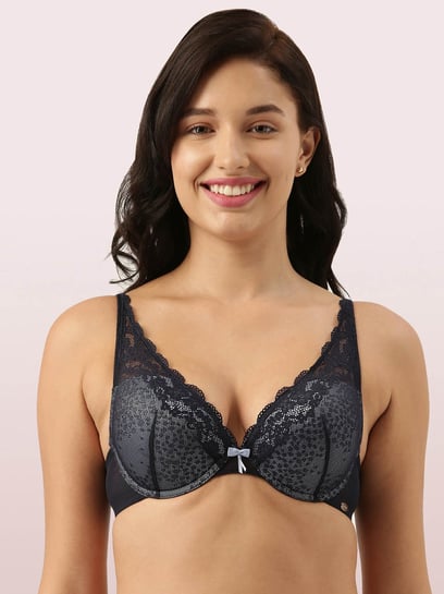 Enamor Women's Padded Wired Lace Plunge Push-Up Bra – Online