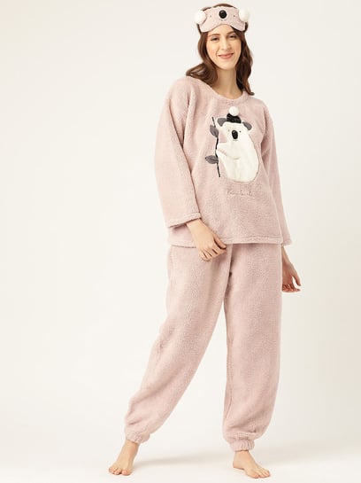 Pink fleece pyjamas hot sale