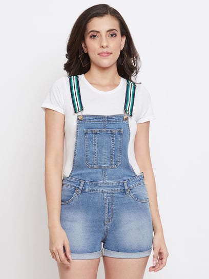 Buy MADAME Blue Mini Dungaree for Women's Online @ Tata CLiQ