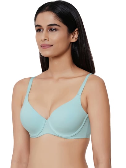 Zivame Cotton Spandex Padded Wirefree T Shirt Bra (38A, Blue) in