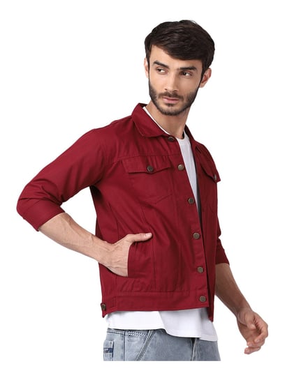 New Men's Jean Jacket Slim Fit Cotton Denim Jacket Red White Black Ripped  Hole Jean Coats Black Red Men Outwear S-3XL - AliExpress