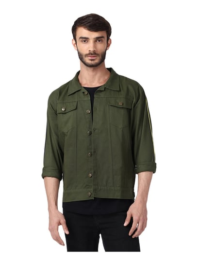 Buy VOXATI Green Full Sleeves Shirt Collar Denim Jacket for Men's Online @ Tata  CLiQ