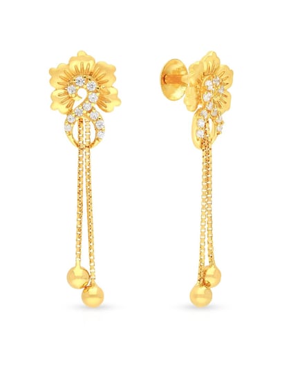 Shop Shimmering Floral Gold Earrings | Gold Earrings Designs for Women at  GRT Jewels