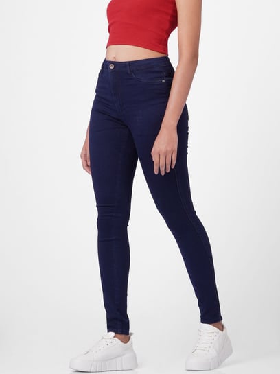 Buy DOLCE CRUDO Blue Mid Rise Denim Joggers for Women Online @ Tata CLiQ