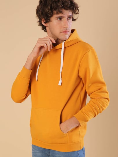 Buy Campus Sutra Mustard Solid Hoodie for Men Online @ Tata CLiQ