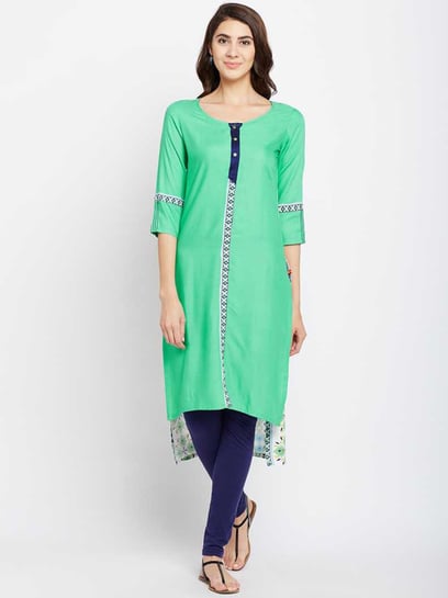 Buy Span Green Printed Straight Kurta for Women Online @ Tata CLiQ
