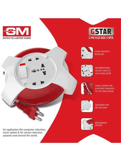 Buy GM 3042 G-Star 2 Pin 5m Flex Box (White and Red) Online At