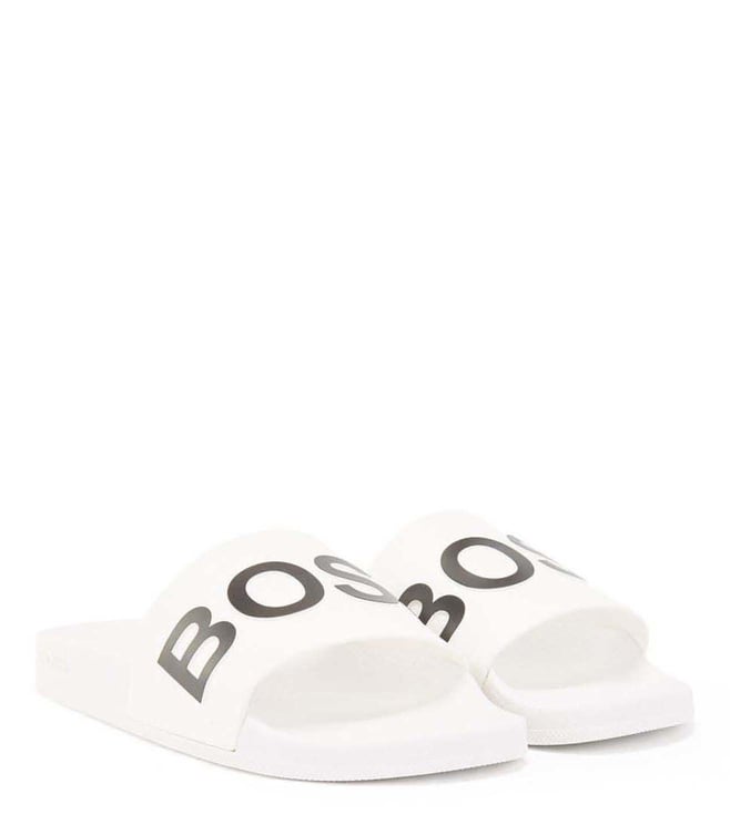 Buy BOSS White Slide Sandals for Men Online Tata CLiQ Luxury