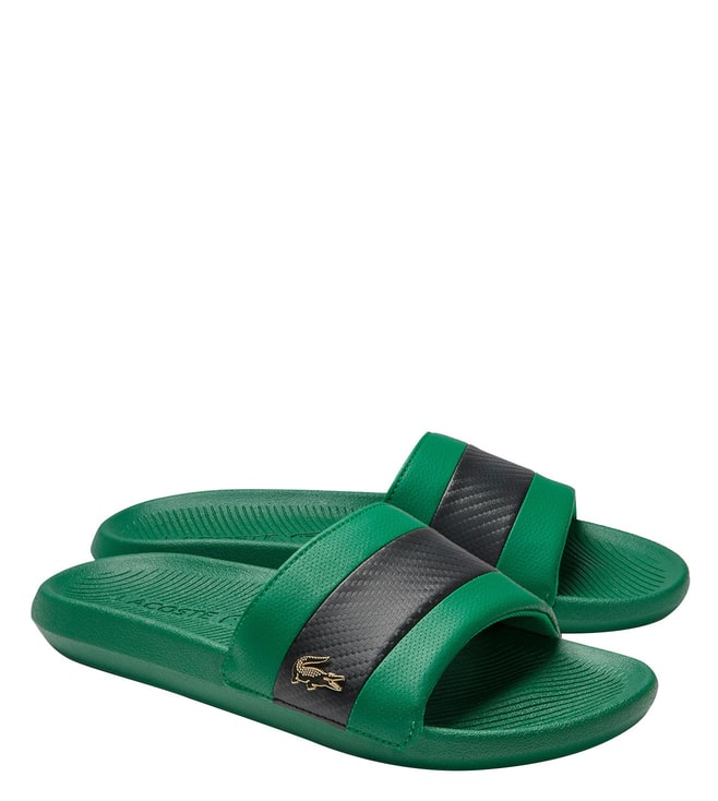 mannelijk Uitpakken chirurg Buy Lacoste Green Croco Synthetic Striped Slides for Men Online @ Tata CLiQ  Luxury