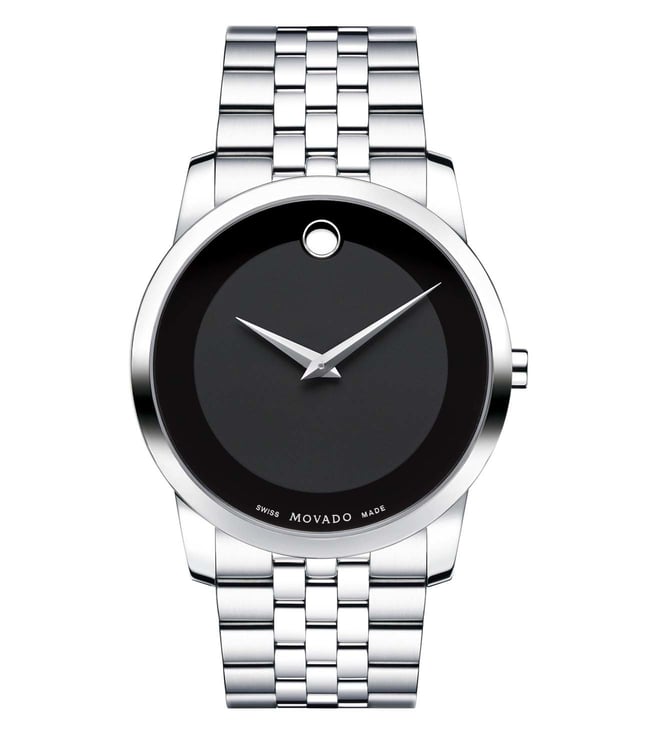 Movado museum black dial stainless steel sale men's watch