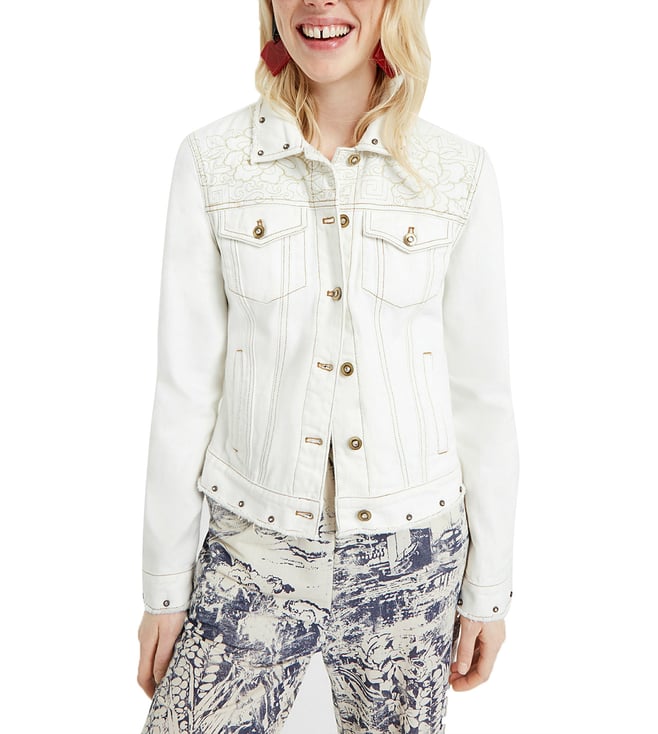 desigual white denim jacket