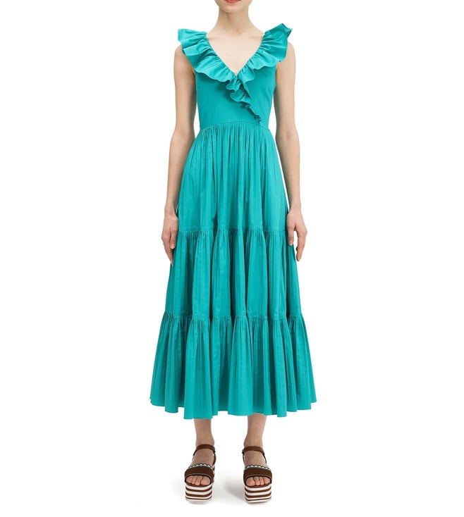 Buy Kate Spade Fiji Green Flaired Fit Poplin Ruffle Tiered Dress for Women  Online @ Tata CLiQ Luxury