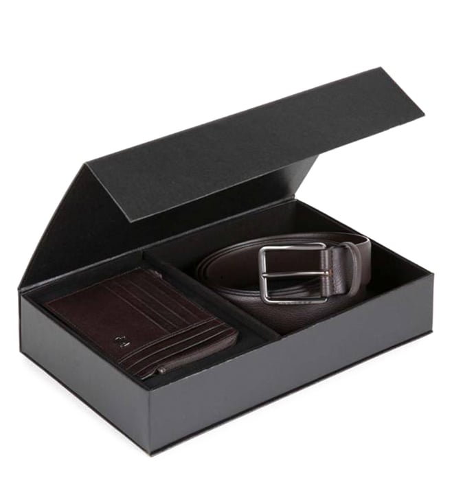 Buy Piquadro Dark Brown Leather Belt \u0026 Wallet Gift Set By Black Square  Collection only at Tata CLiQ Luxury
