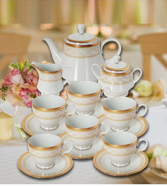 Buy Noritake 17-Piece White Glendonald Tea Set Online @ Tata CLiQ