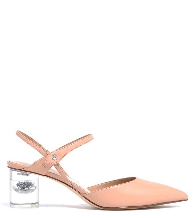 Nude Embellished Back Strap Court Shoes - CHARLES & KEITH ES