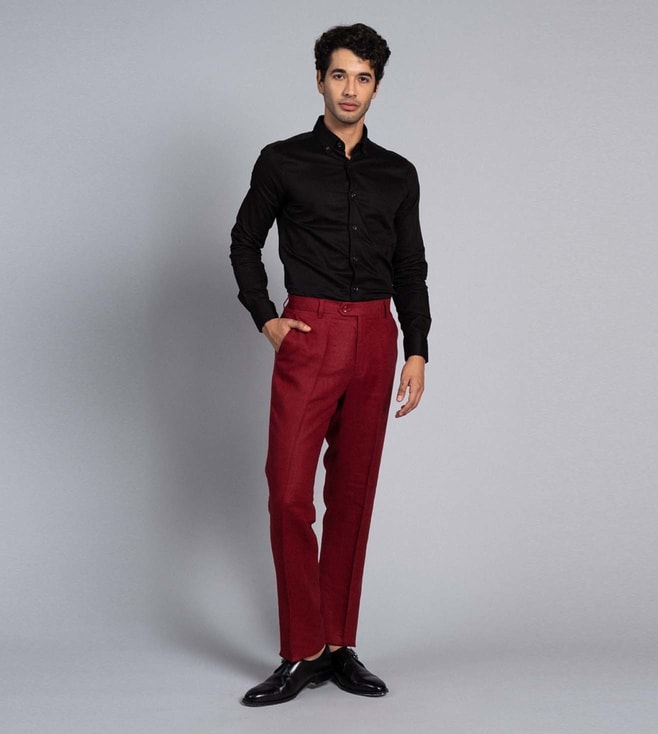 Buy Minizmo Maroon Linen Trouser for Men Online  Tata CLiQ Luxury