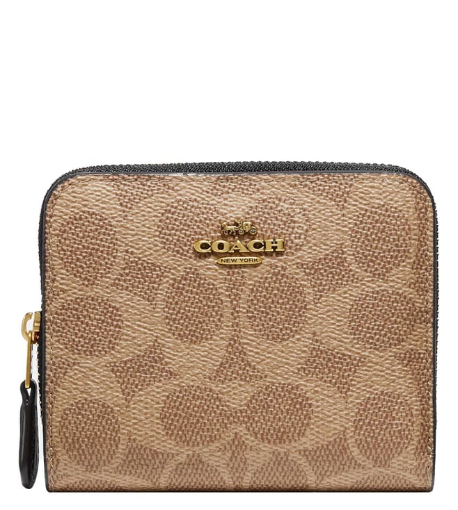 COACH Signature Canvas Small Zip Around Card Case