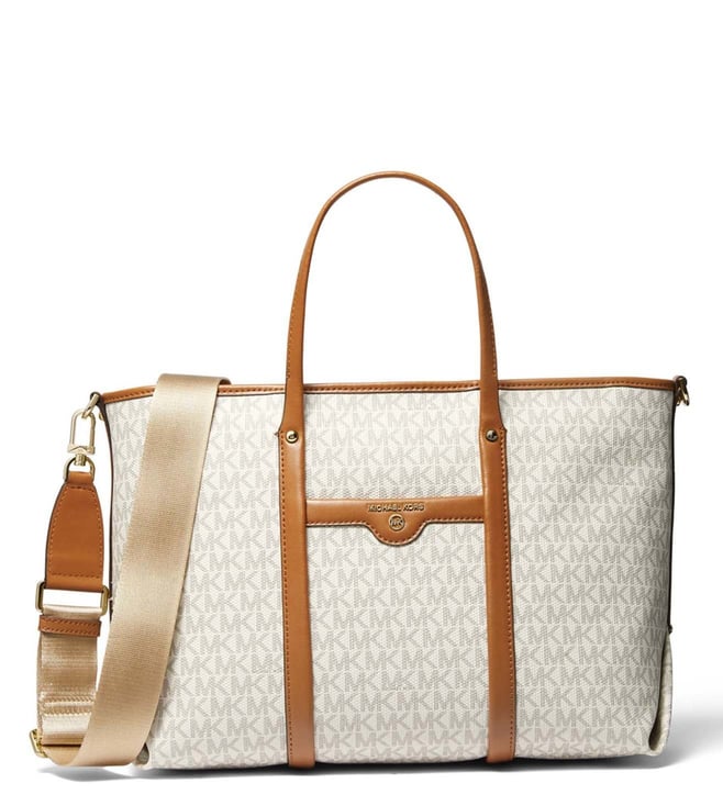 Buy MICHAEL Michael Kors Vanilla & Acorn Beck Large Tote for Women Online @  Tata CLiQ Luxury