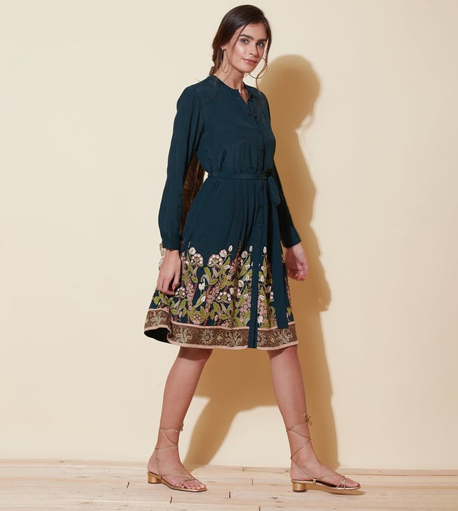 Buy Label Ritu Kumar Navy Embroidered Dress Online Tata CLiQ Luxury