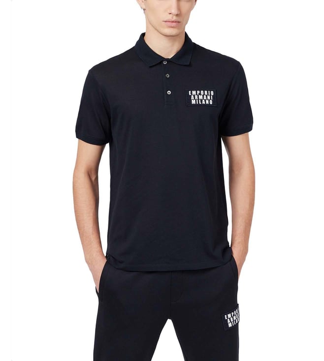 Buy Emporio Armani Navy Mercerised Pique Polo T-Shirt for Men Online @ Tata  CLiQ Luxury