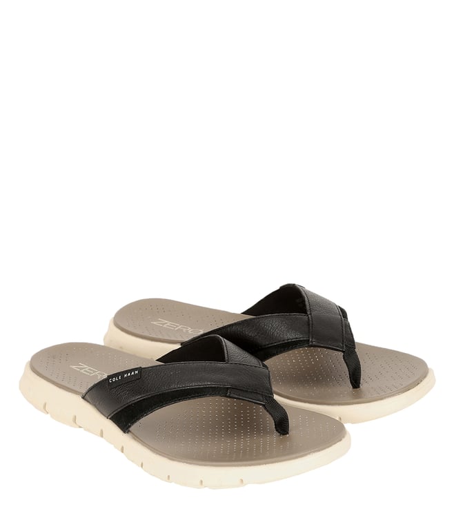 Buy Cole Haan Grey Zerogrand Fold Perforated Leather Thong Sandals