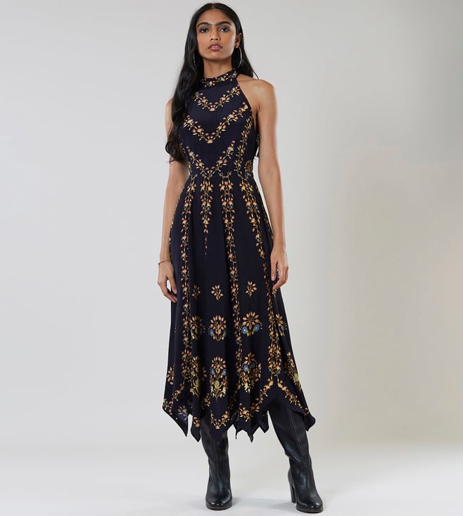 Buy Label Ritu Kumar Navy Printed Long Dress Online Tata CLiQ Luxury