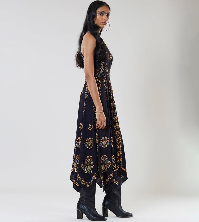 Buy Label Ritu Kumar Navy Printed Long Dress Online Tata CLiQ Luxury