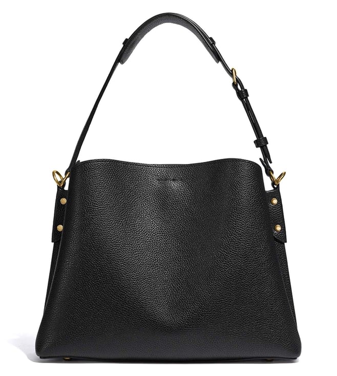 Buy Coach Brass & Black Large Polished Pebbled Willow Shoulder Bag ...