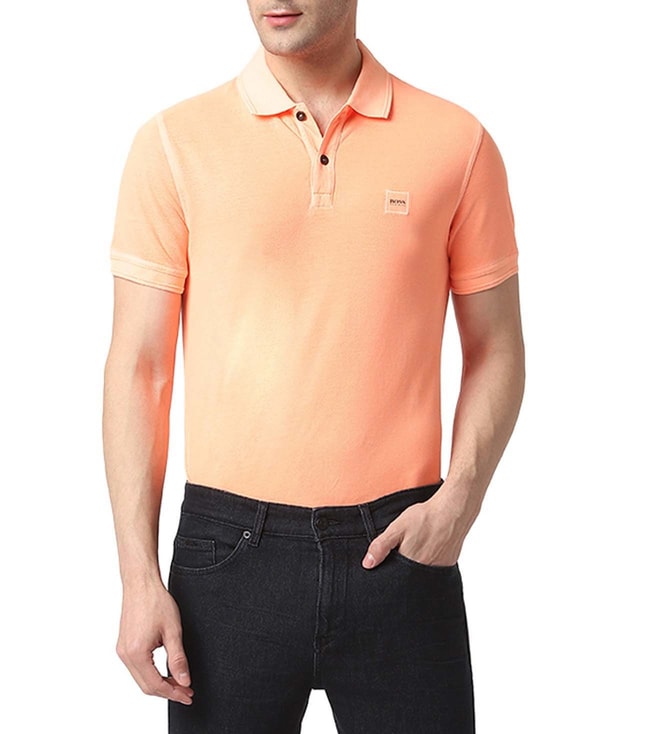 Buy Boss Bright Orange Slim Fit Polo T-Shirt For Men Online @ Tata Cliq  Luxury
