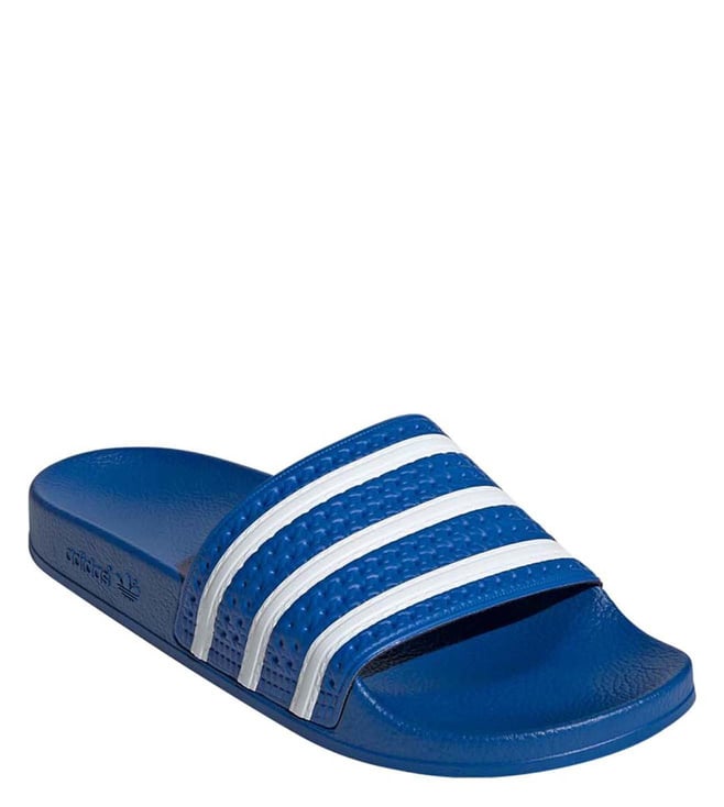 adidas blue and white slides