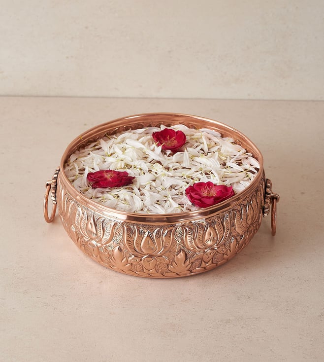 Buy The Decor Remedy Pure Copper Lotus Heritage Urli Online Tata CLiQ