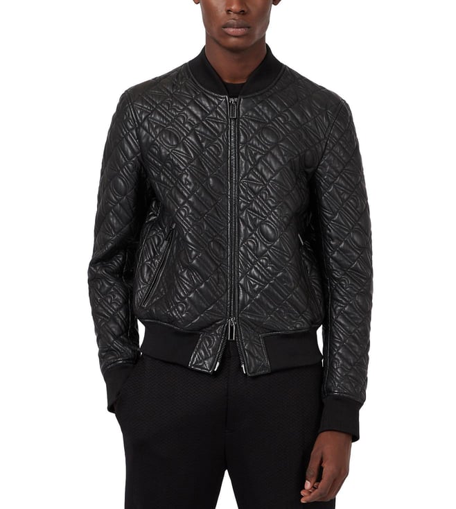 Buy Emporio Armani Nero All-Over Lettering Logo Bomber Jacket for Men  Online @ Tata CLiQ Luxury