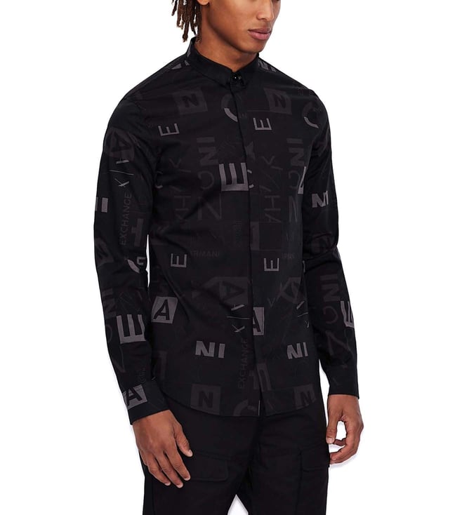 Buy Armani Exchange Black Print Slim Fit Shirt for Men Online @ Tata CLiQ  Luxury