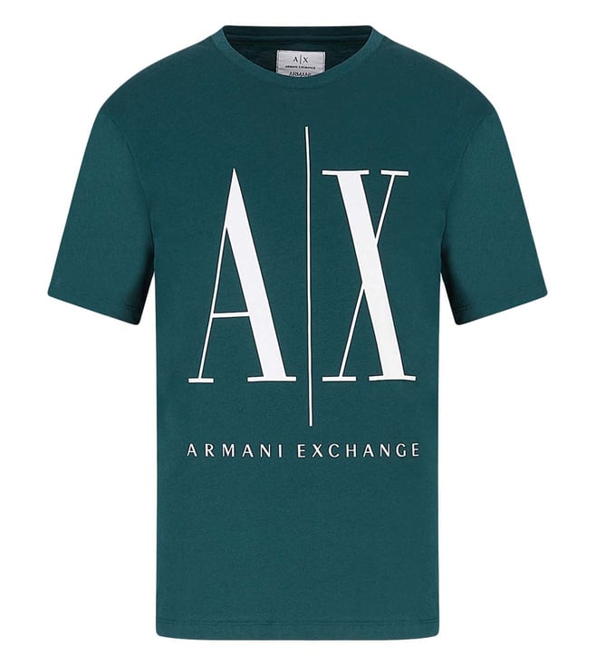 Buy Armani Exchange Green Logo Regular Fit T-Shirt for Men Online @ Tata  CLiQ Luxury