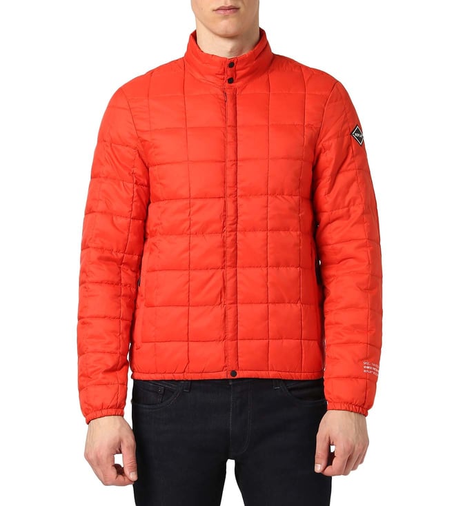 dark orange puffer jacket