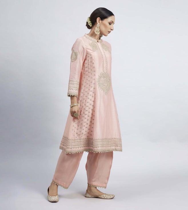 Buy Sheetal Batra Naazira Carnation Pink Kurta with Dogri Salwar and ...