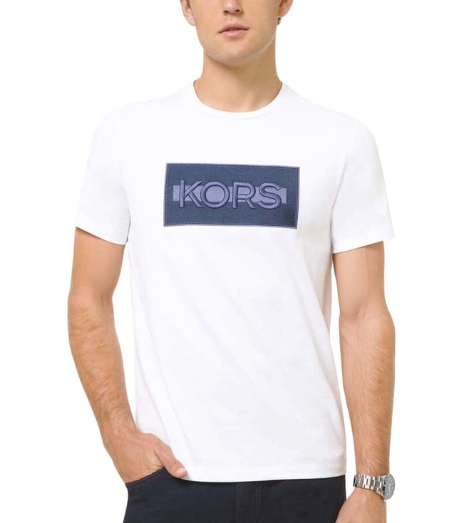 Buy MICHAEL Michael Kors White Regular Fit T-Shirt for Men Online @ Tata  CLiQ Luxury