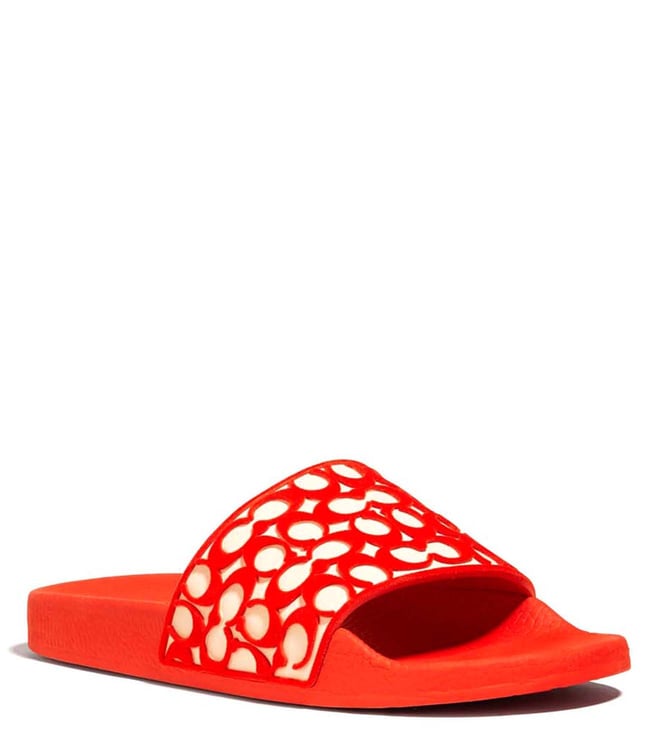 Buy Coach Red Udele Sport Logo Slide Sandals for Women Online