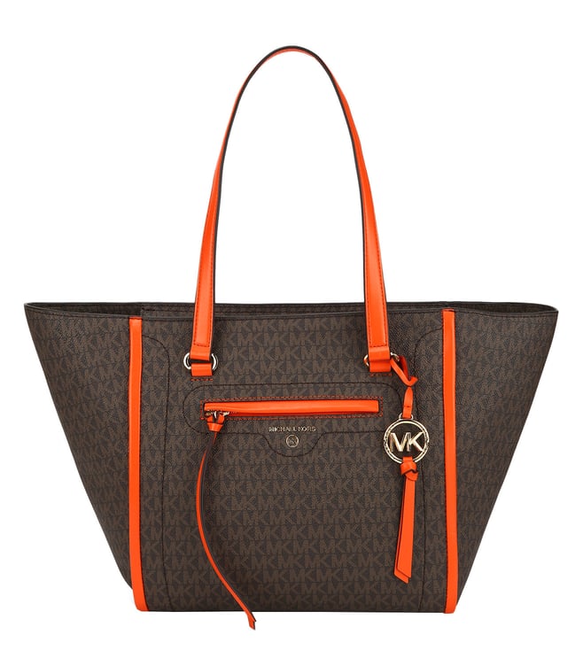 Buy MICHAEL Michael Kors Brown & Clementine Carina Large Tote for Women  Online @ Tata CLiQ Luxury