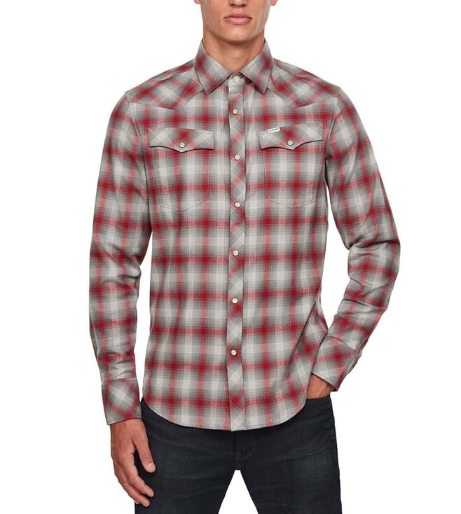 Buy G Star RAW Dry Red Jack 3301 Checked Slim Fit Shirt for Men